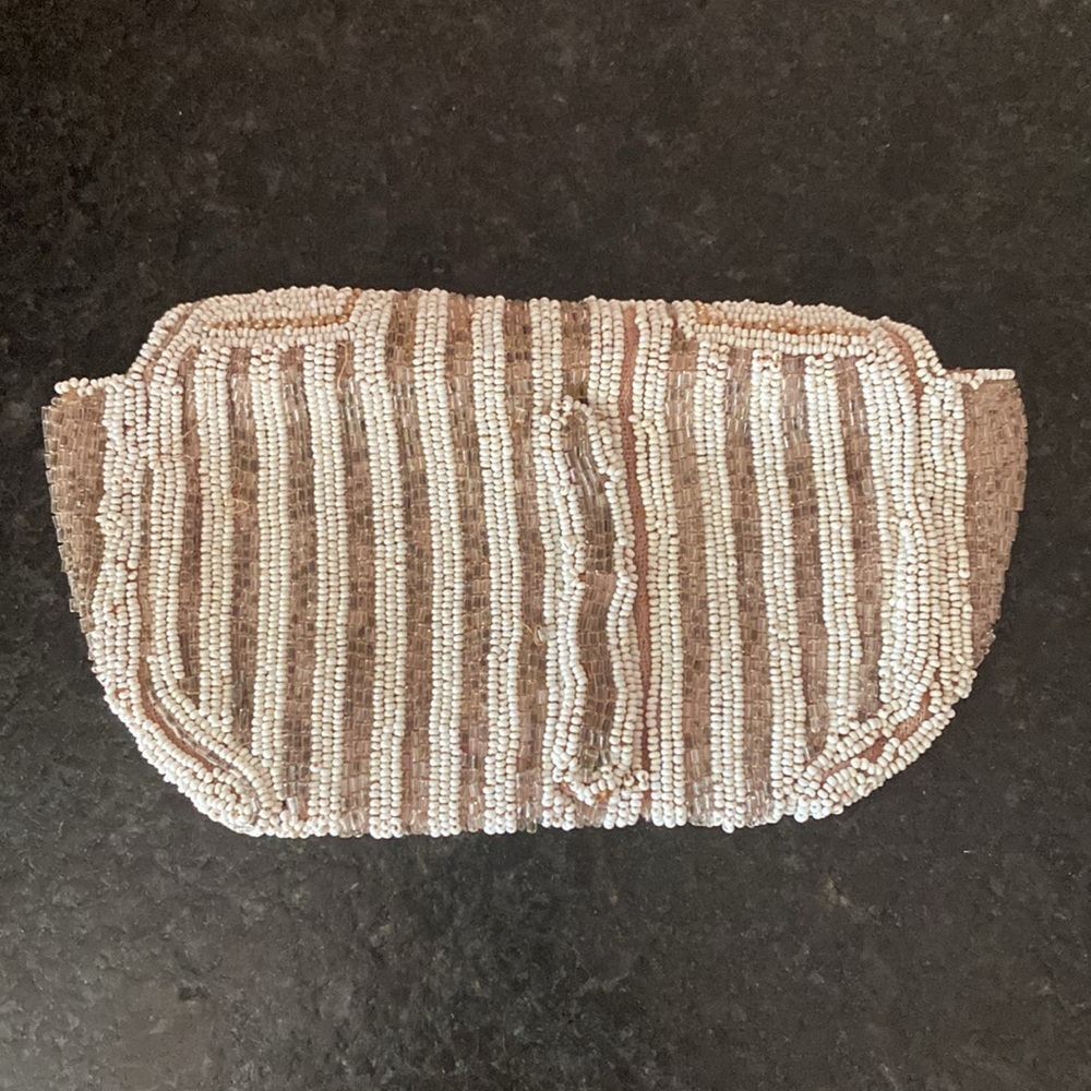 Antique‎ Vintage 1920’s white and champagne Beaded clutch dance purse - Picture 6 of 8